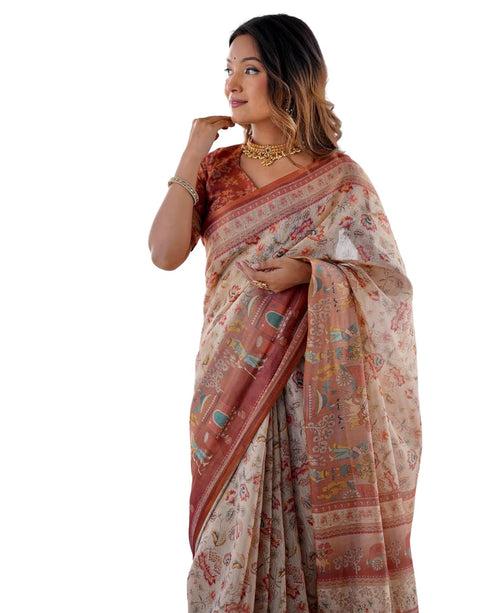 Vasthrlay Handloom Geometric Tassels Saree