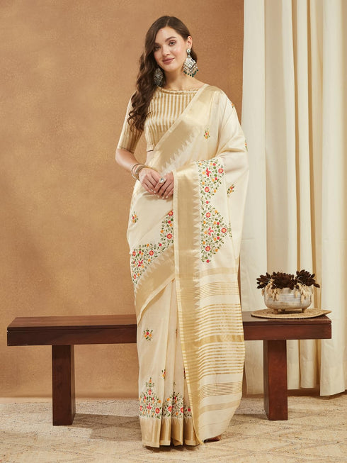 Vasthrlay Multi Embroidered Unstitched Saree