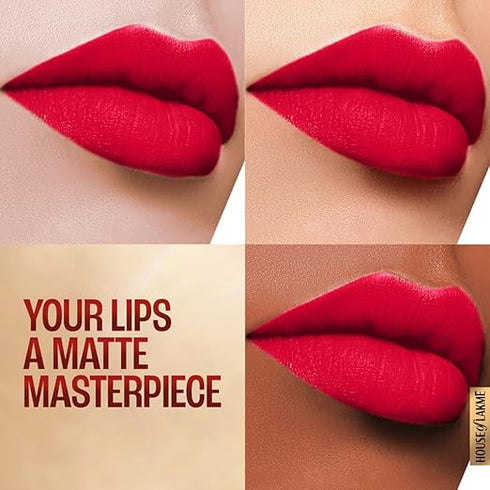 Lakme 9TO5 Primer + Matte Lip Color MR2 Red Coat Red Coat