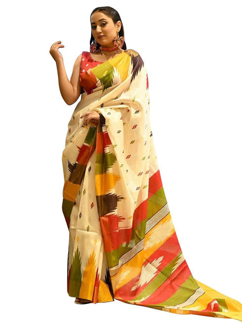 Vasthrlay Printed Unstitched Blue Smc Ethnic Wear
