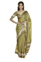 Vasthrlay Antique Gold Abstract Floral Polyester Saree With Zari Border And Ruched Unstitched Blouse Piece