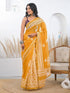 Vasthrlay Bandhani Embroidery Unstitched White Saree