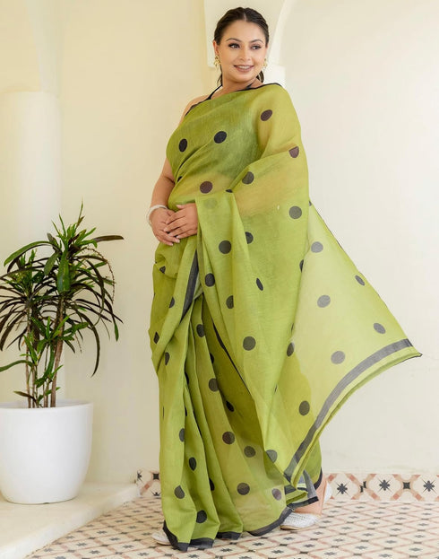Vasthrlay Chanderi Printed Unstitched Blue Saree