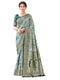 Vasthrlay Chanderi Banarasi Light Blue Saree With Unstitched Blouse Piece