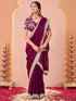 Vasthrlay Sequins Embroidery Unstitched Purple Saree