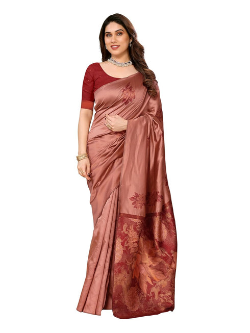 VasthrlayKanjivaram Banarasi Unstitched Mustard Free Ethnic Wear