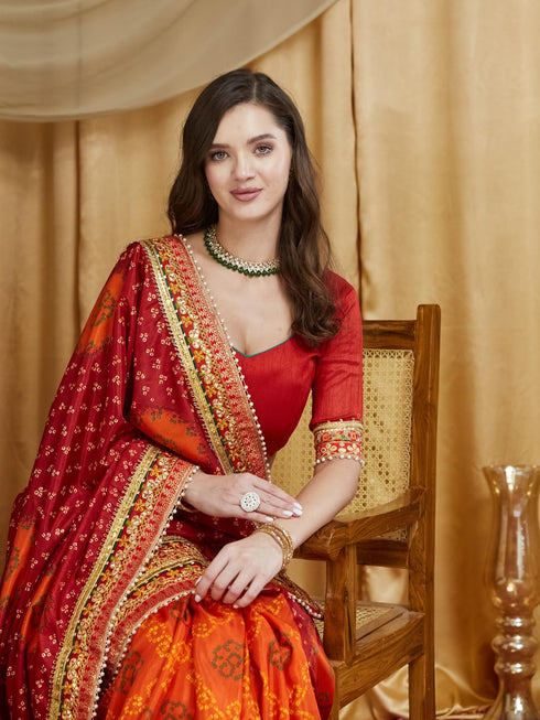 Vasthrlay Bhandhani Colourful Embroidery Saree