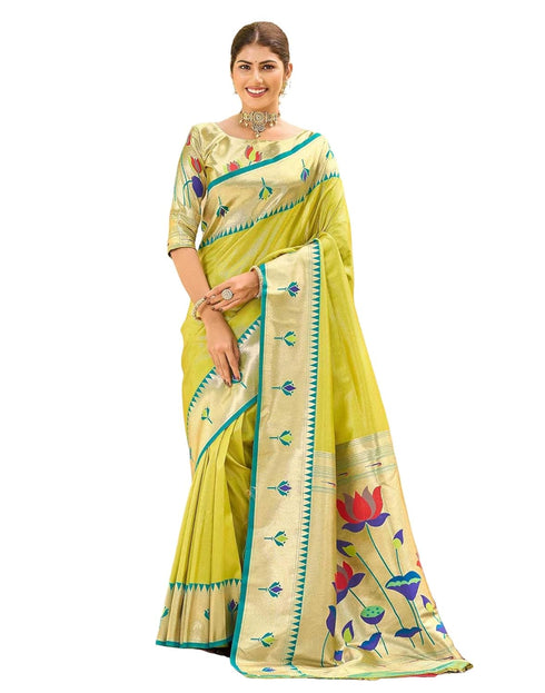 Vasthrlay Paithani Kanjivaram Unstitched Pink Saree