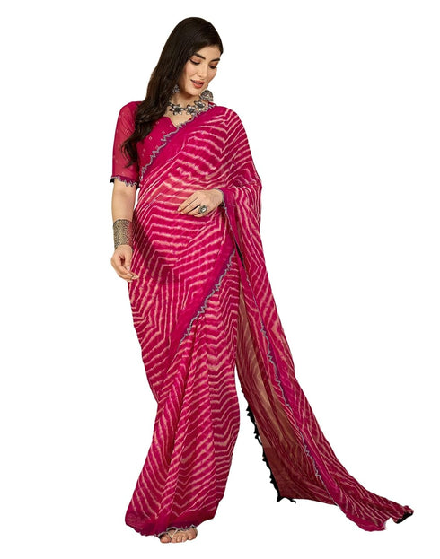 Vasthrlay Georgette Embroidery Unstitched Yellow Saree