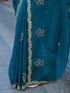 Vasthrlay Sequins Embroidery Peach Saree