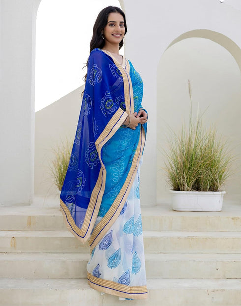 Vasthrlay Georgette Unstitched Multicolor Saree