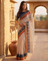 Vasthrlay Womens Printed Unstitched Peach Saree
