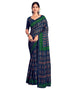 Vasthrlay Womens Printed White And Black Saree With Unstitched Blouse Piece