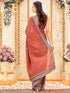Vasthrlay Scalloped Embroidery Turquoise Saree