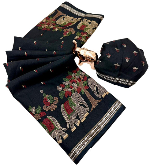 Vasthrlay Kalamkari Elephant Contrast