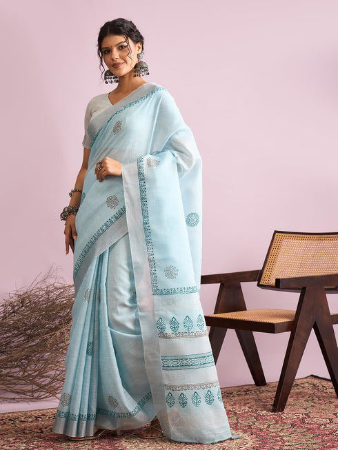 Vasthrlay Printed Unstitched Blouse Ethnic Wear