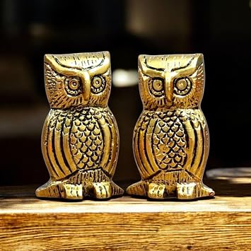 Oxidised Metal Miniature Owl Pair for Home Decor