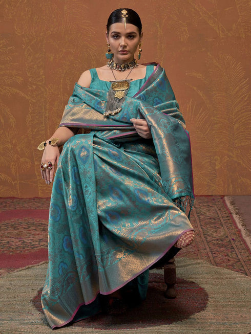 Vasthrlay Exquisite Traditional Intricate Gold Tone Saree