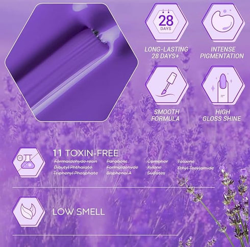 Bolt Bee Gel Nail Polish Kit Set - Purple Glitter 6 Colors LED Nail Art Soak Off