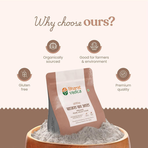 Bharat Vedica Organic Pearl Millet Flour Organic Bajra ka Atta