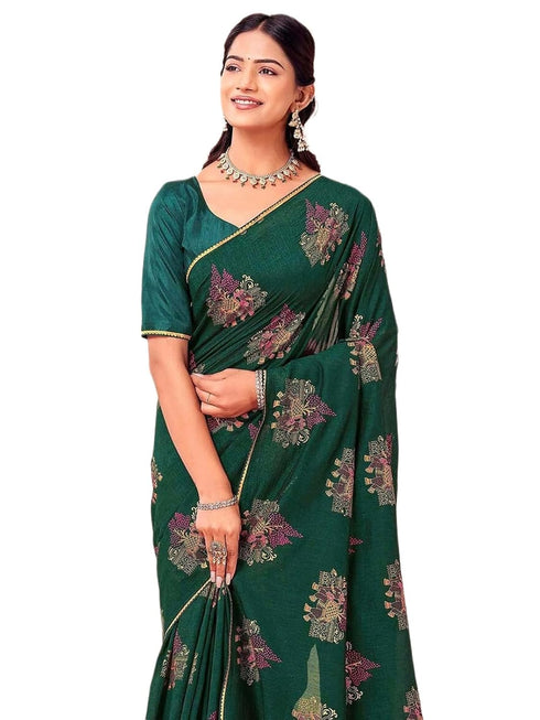 Vasthrlay Vichitra Printed Unstitched Maroon Saree