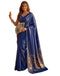 Vasthrlay Womens Printed Unstitched Navy Blue Saree