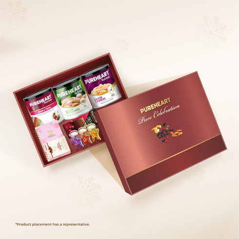 PUREHEART Christmas & New Year Celebration Gift Hamper | Salted Cashews | Sierra Trail |Salted Pistachios
