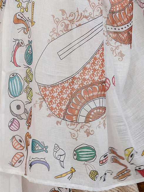 Vasthrlay Printed White1 White Saree