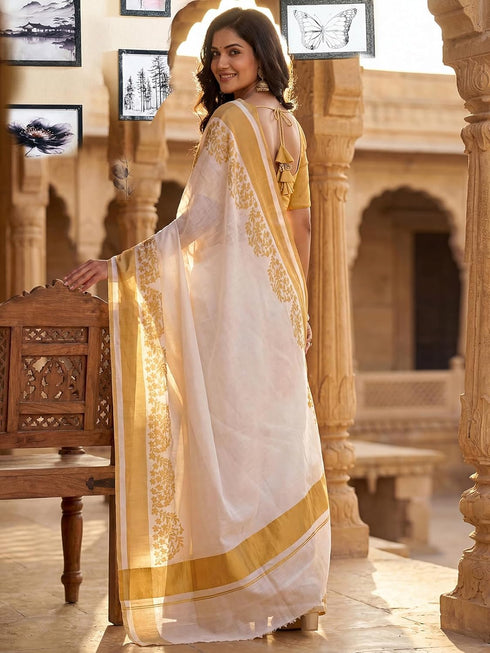 Vasthrlay Printed Lemon Yellow1 Yellow Saree