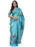 Vasthrlay Womens Printed Turquoise Saree With Unstitched Blouse Piece