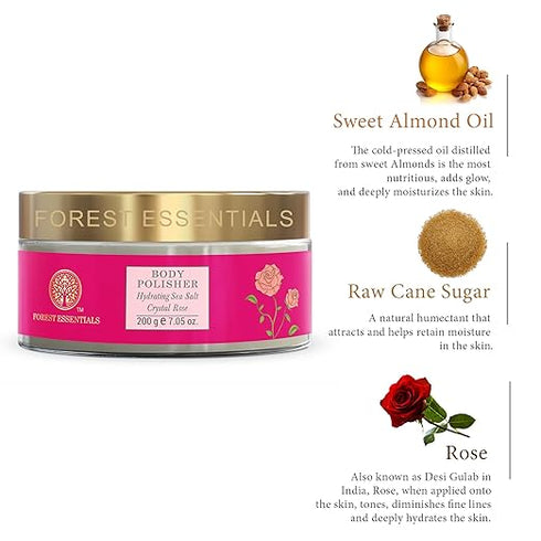 Forest Essentials Body Polisher Hydrating Sea Salt Crystal Rose