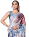 Vasthrlay Printed Tassels White Saree With Blue Unstitched Blouse Piece
