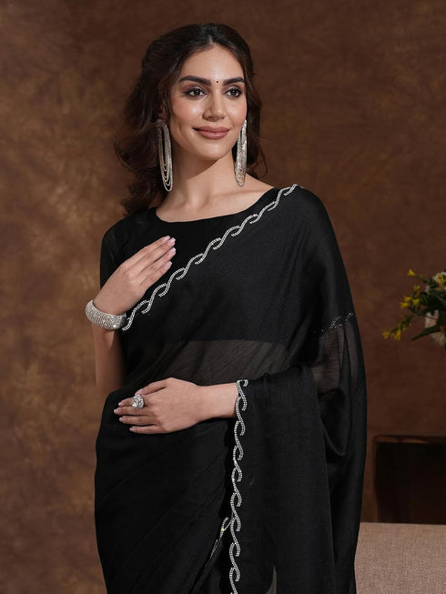 Vasthrlay Chiffon Scalloped Coffee Saree