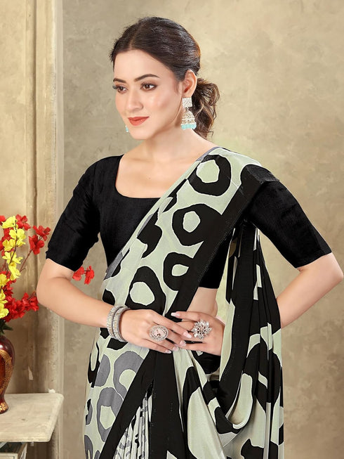 Vasthrlay Printed Off White1 White Saree