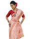 Vasthrlay Womens Printed Unstitched Peach Saree