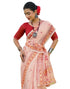 Vasthrlay Womens Printed Unstitched Peach Saree