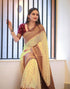 Vasthrlay Banarasi Jacquard Unstitched Off White Saree
