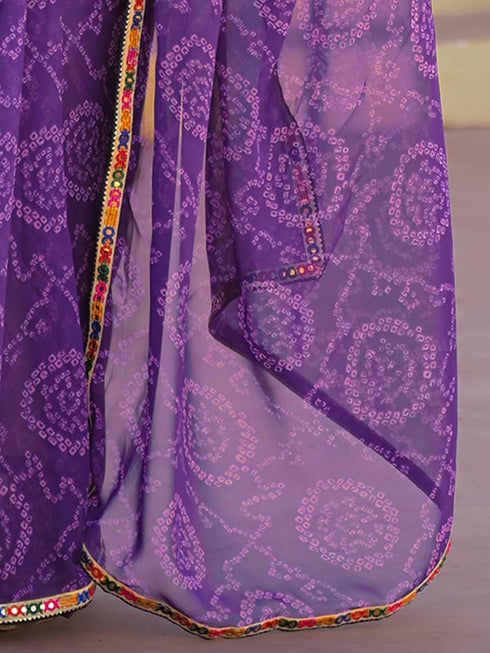 Vasthrlay Georgette Bandhani Orange Saree