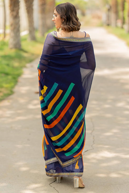 Vasthrlay Fashion Georgette Geometric Green Ethnic Wear