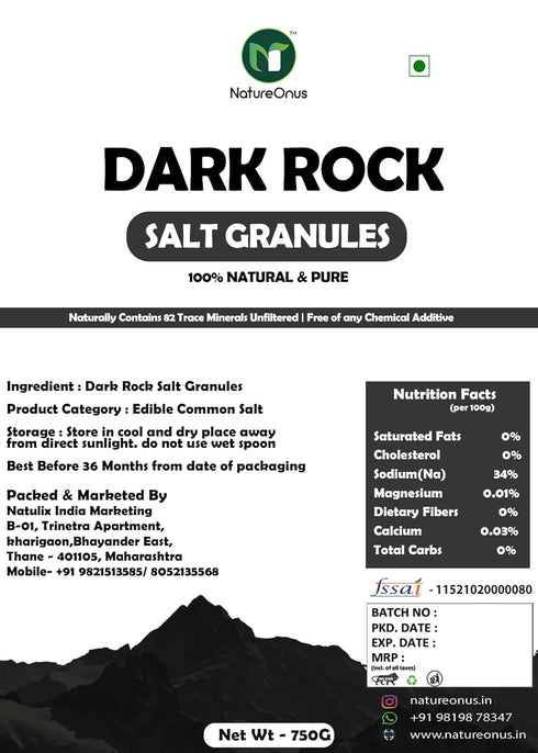 NatureOnus Pink Himalayan Dark Rock Salt Granules