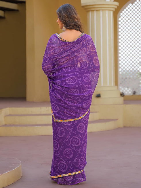 Vasthrlay Georgette Bandhani Orange Saree