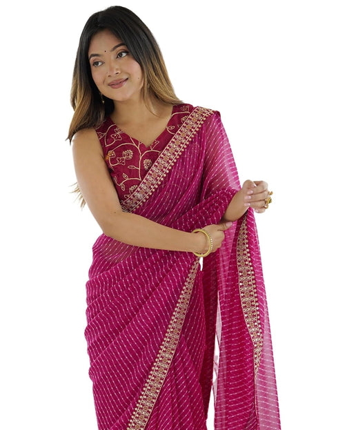Vasthrlay Embroidery Georgette Unstitched Sky Blue Saree