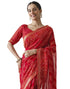 Vasthrlay Georgette Bandhani Red Saree With Unstitched Blouse Piece