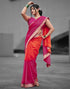 Vasthrlay Georgette Printed Unstitched Red Saree