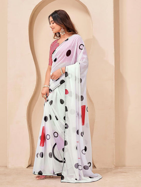 Vasthrlay Georgette Printed Unstitched Multicolor Saree