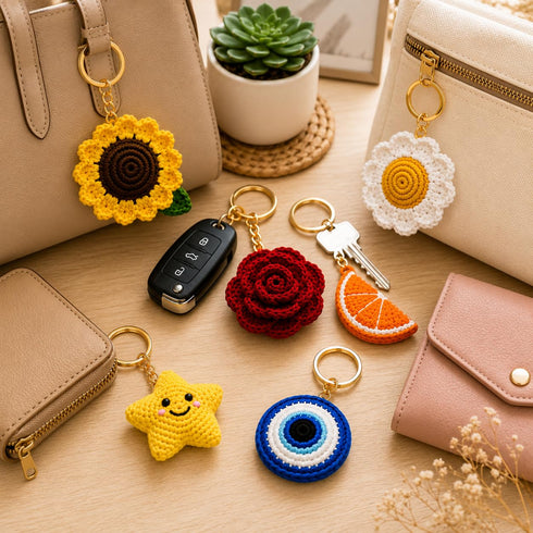 Handmade Crochet Keychain Set of 6