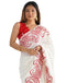 Vasthrlay Embroidery Scalloped Unstitched Off White Saree