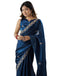 Vasthrlay Scalloped Embroidery Unstitched Rani Pink Saree