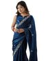 Vasthrlay Scalloped Embroidery Unstitched Rani Pink Saree