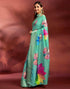 Vasthrlay Printed Jacquard Unstitched Rama Green Saree